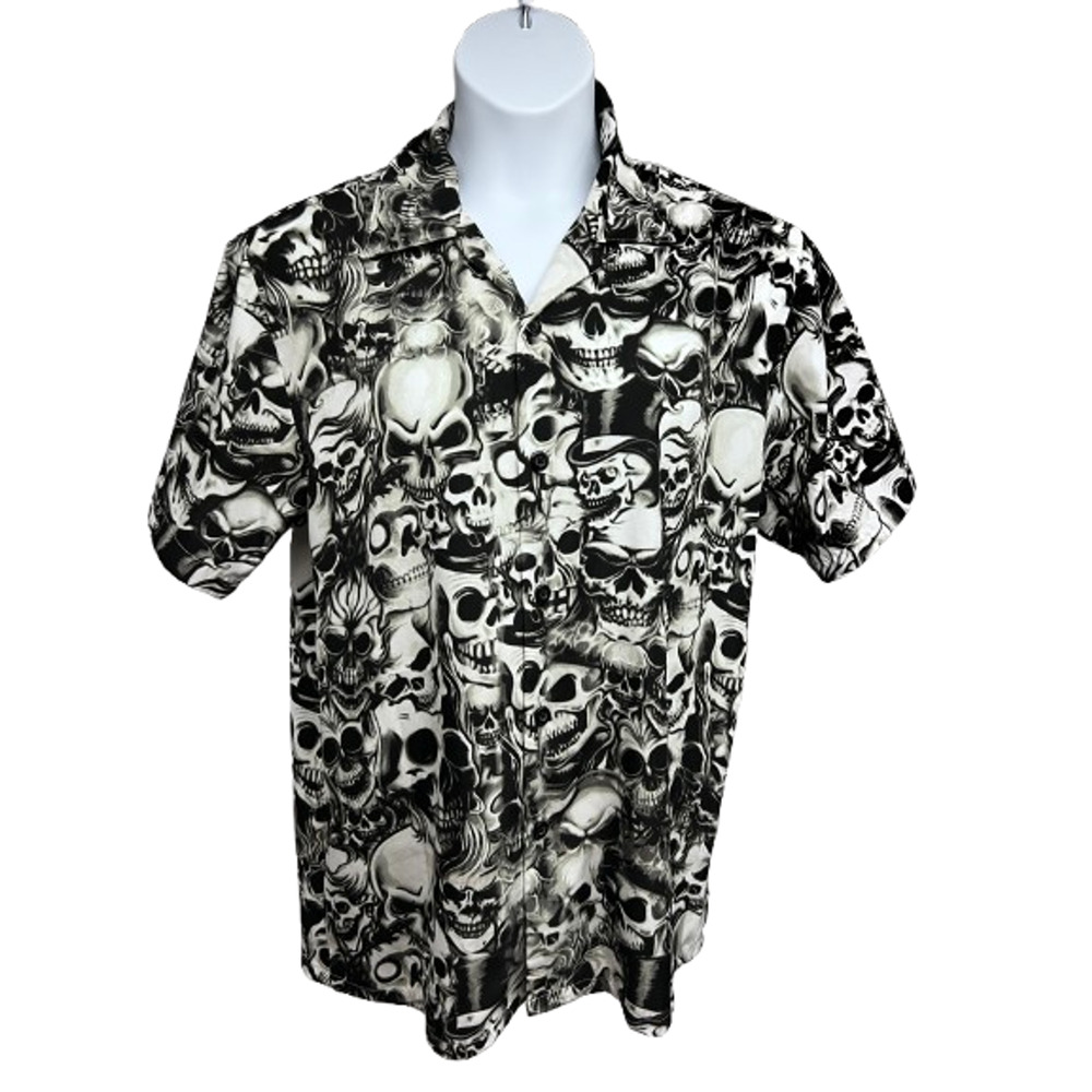 Sapphire Lounge Vintage 90s Y2K Black White Rockabilly Button Up Shirt Medium